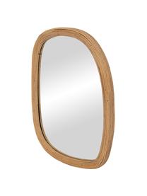 Ručně vyrobené nástěnné zrcadlo s černým ratanovým rámem Organic, Světlé dřevo, Š 55 cm, V 75 cm