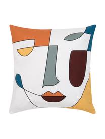 Kussenhoes Adrian met abstracte print in kleur, Weeftechniek: panama, Wit, multicolour, 40 x 40 cm