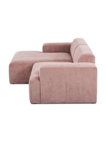 Cord-Ecksofa Melva (3-Sitzer) in Rosa, Bezug: Cord (92% Polyester, 8% P, Gestell: Massives Kiefernholz, Spa, Füße: Kiefernholz Die Füße befi, Cord Rosa, B 240 x T 144 cm