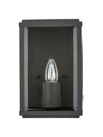 Outdoor wandlamp Wally met glazen lampenkap, Lampenkap: glas, Zwart, transparant, B 16 x H 25 cm