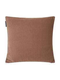 Haftowana poszewka na poduszkę Herringbone, 100% bawełna, Odcienie brązowego, S 50 x D 50 cm