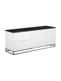 Sideboard Join mit schwarzer Marmorplatte, Ablagefläche: Marmor, Korpus: Mitteldichte Holzfaserpla, Füße: Metall, lackiert, Weiß, Schwarz, 160 x 66 cm