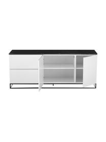 Credenza con piano in marmo Join, Mensola: marmo, Piedini: metallo verniciato, Bianco, nero, Larg. 160 x Alt. 66 cm