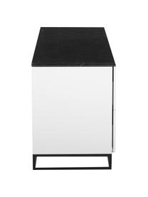 Sideboard Join mit schwarzer Marmorplatte, Ablagefläche: Marmor, Korpus: Mitteldichte Holzfaserpla, Füße: Metall, lackiert, Weiß, Schwarz, 160 x 66 cm