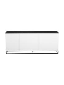 Credenza con piano in marmo Join, Mensola: marmo, Piedini: metallo verniciato, Bianco, nero, Larg. 160 x Alt. 66 cm