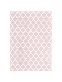 Tappeto sottile in cotone rosa/bianco tessuto a mano Amira, 100% cotone, Rosa, bianco crema, Larg. 160 x Lung. 230 cm (taglia M)