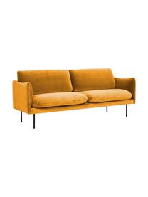 Samt-Sofa Moby (2-Sitzer), Bezug: Samt (Hochwertiger Polyes, Gestell: Massives Kiefernholz, FSC, Füße: Metall, pulverbeschichtet, Samt Senfgelb, B 170 x T 95 cm