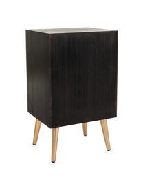 Dřevěný noční stolek Cayetana, Dřevo, černě lakované, Š 42 cm, V 71 cm