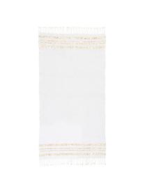 Toalla de playa con flecos Hamptons, Blanco, dorado, An 100 x L 200 cm