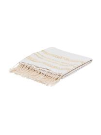 Toalla de playa con flecos Hamptons, Blanco, dorado, An 100 x L 200 cm