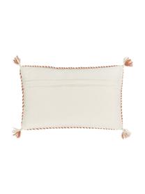 Katoenen kussenhoes Okiro met bies en kwastjes in abrikooskleur/beige, 100% katoen, Beige, abrikooskleurig, B 30 x L 50 cm