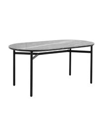 Mesa de comedor ovalada Taupo, tablero en aspecto mármol, Tablero: mármol, tablero de fibras, Patas: metal con pintura en polv, Gris, An 175 x F 90 cm