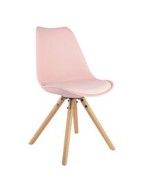 Kunststoffstühle Max mit gepolsterter Sitzfläche in Rosa, 2 Stück, Sitzfläche: Kunstleder, PVC-Kunststof, Beine: Buchenholz, Rosa, B 46 x T 54 cm