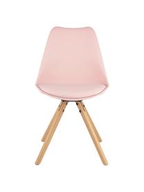 Kunststoffstühle Max mit gepolsterter Sitzfläche in Rosa, 2 Stück, Sitzfläche: Kunstleder, PVC-Kunststof, Beine: Buchenholz, Rosa, B 46 x T 54 cm