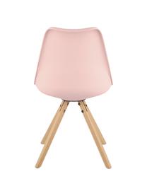 Kunststoffstühle Max mit gepolsterter Sitzfläche in Rosa, 2 Stück, Sitzfläche: Kunstleder, PVC-Kunststof, Beine: Buchenholz, Rosa, B 46 x T 54 cm