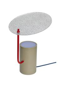 Lámpara de mesa pequeña de vidrio Disc, Pantalla: vidrio, Estructura: metal recubierto, Cable: plástico, Caqui, transparente, Ø 24 x Al 35 cm