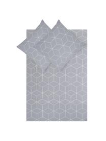 Housse de couette en coton Lynn, Gris, blanc crème, larg. 200 x long. 200 cm