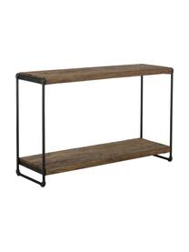 Konsole Iron im Industrial Design, Ablage: Teakholz, naturbelassen, Gestell: Metall, pulverbeschichtet, Teak, Schwarz, B 125 x T 40 cm