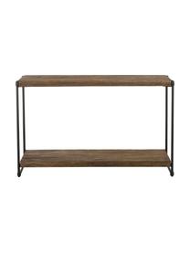 Wandtafel Iron in industrieel design, Plank: natuurlijk teakhout, Frame: gepoedercoat metaal met b, Teakhout, zwart, 125 x 80 cm