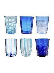 Set 6 bicchieri acqua in vetro tonalità blu Melting Pot Sea, Vetro, Tonalità blu, trasparente, Ø 7-9 x Alt. 9-11 cm, 250-440 ml