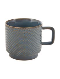 Tazas de café grandes Lara, 4 uds., diferentes tamaños, Gres, Gris azulado, marrón, Ø 8 x Al 8 cm