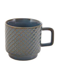 Tazas de café grandes Lara, 4 uds., diferentes tamaños, Gres, Gris azulado, marrón, Ø 8 x Al 8 cm