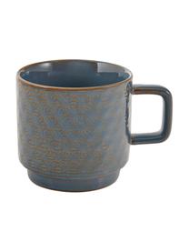 Tazas de café grandes Lara, 4 uds., diferentes tamaños, Gres, Gris azulado, marrón, Ø 8 x Al 8 cm