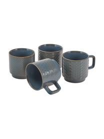 Tazas de café grandes Lara, 4 uds., diferentes tamaños, Gres, Gris azulado, marrón, Ø 8 x Al 8 cm