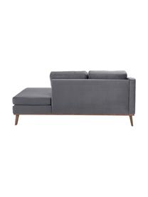 Fluwelen chaise longue Alva in donkergrijs met beukenhout-poten, Bekleding: fluweel (hoogwaardig poly, Frame: massief grenenhout, Poten: massief gebeitst beukenho, Fluweel donkergrijs, B 193 x D 94 cm