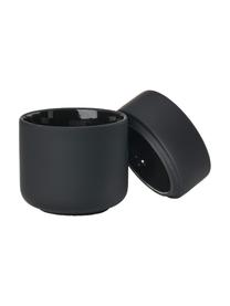 Barattolo in gres Ume, Gres rivestito con superficie soft-touch (plastica), Nero, Ø 8 x Alt. 10 cm
