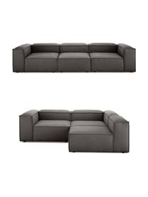 Sofa modułowa Lennon (4-osobowa), Tapicerka: poliester Dzięki tkaninie, Stelaż: lite drewno sosnowe z cer, Nogi: tworzywo sztuczne Materia, Ciemnoszara tkanina, S 327 x G 119 cm