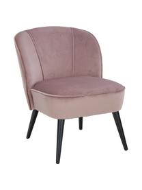 Fauteuil cocktail en velours rose Lucky, Revêtement : vieux rose Pieds : noir, larg. 59 x prof. 68 cm