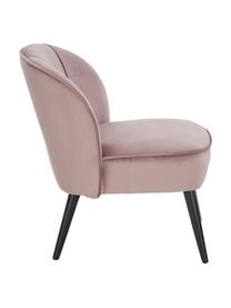 Fauteuil cocktail en velours rose Lucky, Revêtement : vieux rose Pieds : noir, larg. 59 x prof. 68 cm