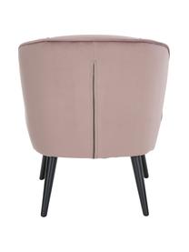 Fauteuil cocktail en velours rose Lucky, Revêtement : vieux rose Pieds : noir, larg. 59 x prof. 68 cm