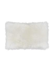 Poszewka na poduszkę ze skóry owczej Oslo, proste włosie, Kremowobiały, S 30 x D 50 cm