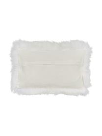 Housse de coussin en peau de mouton blanc crème Oslo, lisse, Blanc crème, larg. 30 x long. 50 cm