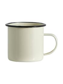 Tasse émaillée avec bord peint à la main Ginger, 2 élém., Métal avec revêtement en émail, Couleur crème, noir, Ø 10 x haut. 8 cm, 350 ml