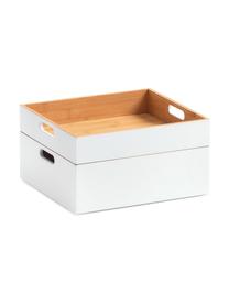 Caja Bambu, Bambú recubierto, Blanco, marrón, An 30 x Al 11 cm