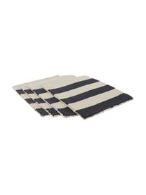 Sets de table tuftés à la main Kio Stripe, 4 pièces, 100 % coton, Noir, blanc crème, larg. 35 x long. 45 cm