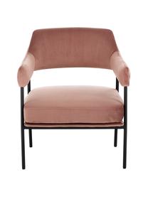Fluwelen lounge fauteuil Zoe in roze, Bekleding: fluweel (polyester), Poten: gepoedercoat metaal, Fluweel oudroze, B 67  x D 66 cm