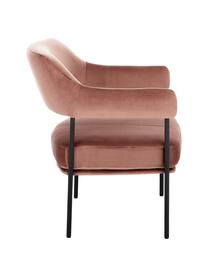 Fluwelen lounge fauteuil Zoe in roze, Bekleding: fluweel (polyester), Poten: gepoedercoat metaal, Fluweel oudroze, B 67  x D 66 cm