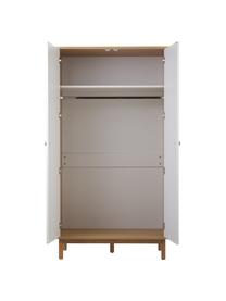 Kleiderschrank Nathan, 2-türig, Korpus: Mitteldichte Holzfaserpla, Weiß, Gumibaumholz, B 100 x H 186 cm