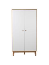 Kleiderschrank Nathan, 2-türig, Korpus: Mitteldichte Holzfaserpla, Weiß, Gumibaumholz, B 100 x H 186 cm