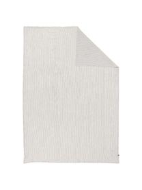 Pruhovaný plátěný ubrus Alina v šedé / krémově bílé barvě, 100% certifikovaného evropského lnu, Béžová, krémově bílá, Pro 4 - 6 osob ( Š 145 cm, D 200 cm)