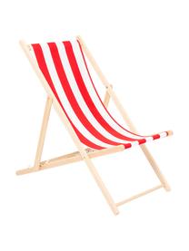 Leżak składany Hot Summer, Stelaż: drewno bukowe, Czerwony, biały, drewno bukowe, S 96 x G 56 cm