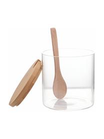Zuckerdose Len mit Löffel, 2er-Set, Dose: Borosilikatglas, Transparent, Holz, Ø 10 x H 10 cm