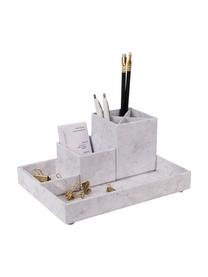 Set organizer ufficio Lena 4 pz, Cartone solido laminato, Bianco marmorizzato, Set in varie misure