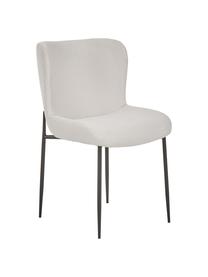 Sedia imbottita in tessuto bianco crema Tess, Rivestimento: poliestere Il rivestiment, Gambe: metallo verniciato a polv, Tessuto bianco crema, gambe nero, Larg. 49 x Prof. 64 cm