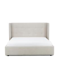 Polsterbett Star mit Stauraum, Bezug: Polyester (Strukturstoff), Korpus: Massives Kiefernholz und , Webstoff Hellbeige, B 160 x L 200 cm