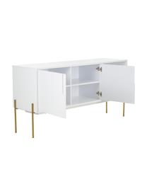 Credenza bianca con ante Jesper, Corpo: bianco Piedini: dorato lucido, Larg. 160 x Alt. 80 cm